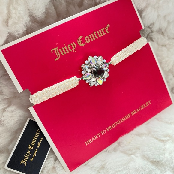 Juicy Couture White Rope Gold Tone Rhinestone Friendship Adjustable Bracelet NWT - Picture 2 of 6